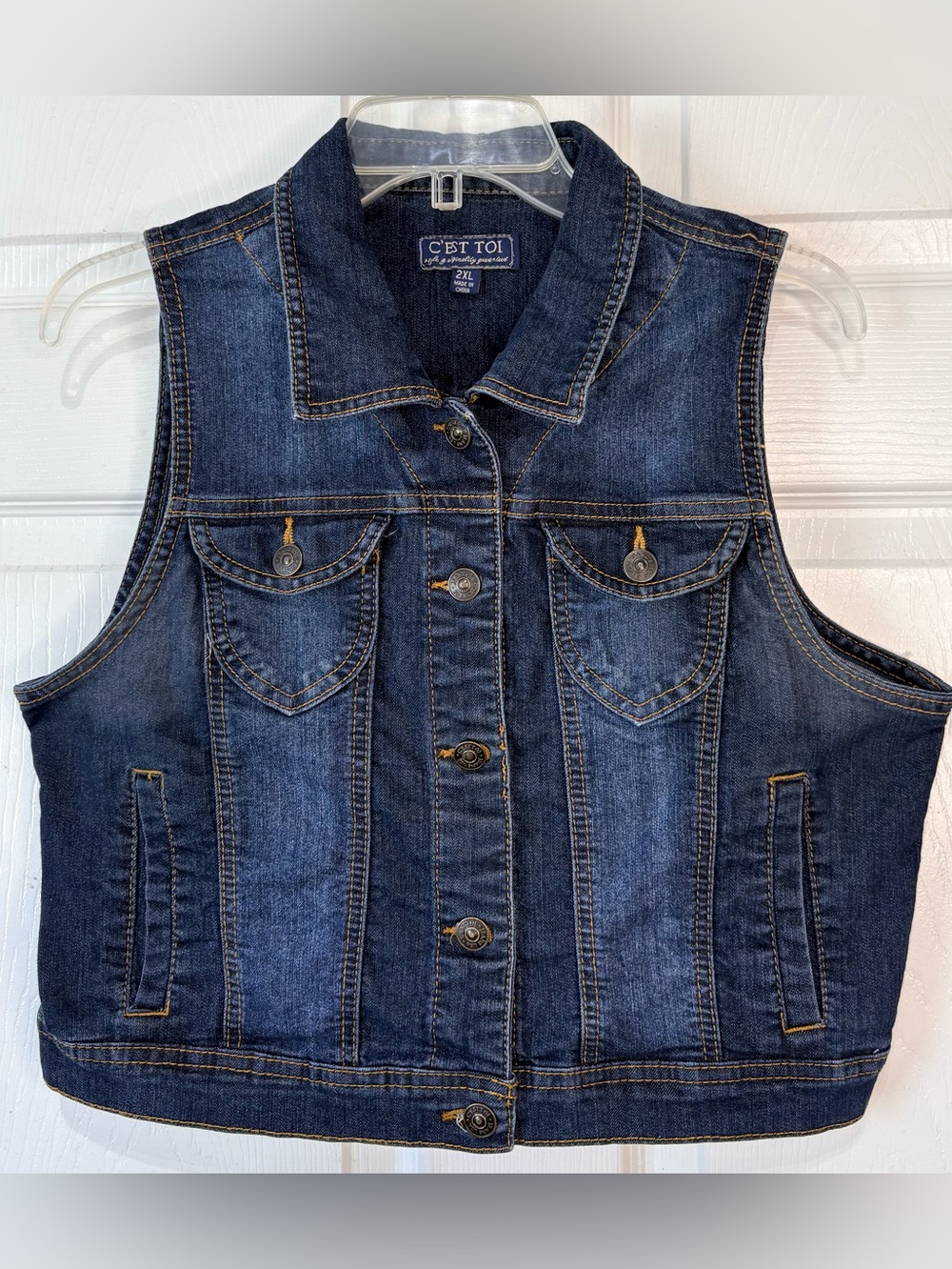 Vintage 90’s Y2K C’est Toi Dark Wash Cropped Denim Vest 2X